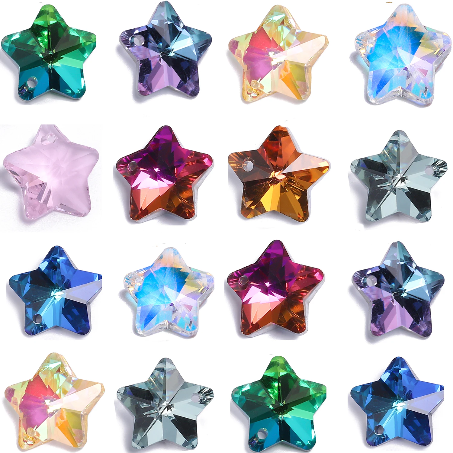 8 Uds. Colgantes de cristal austriaco de 13mm con forma de estrella, dijes de cristal brillante de alta calidad para fabricación de joyería, collar y pendientes únicos DIY