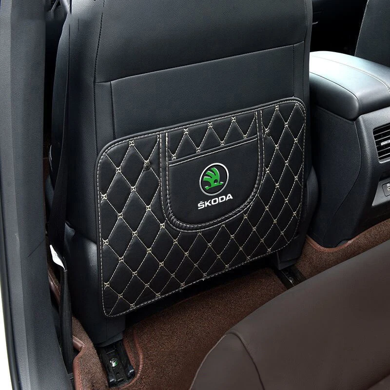 1pcs Leather Car Seat Back Anti Kick Pad Scratch Mat For Skoda Octavia Kodiaq Superb Yeti 2 A7 Tour RS Rapid Kodiak Fabia