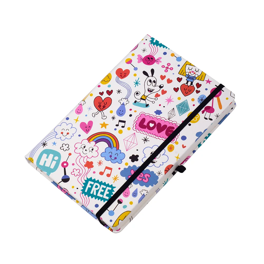 Lovely Dog Bullet Dotted Journal Elastic Band 160gsm Ultra Thick Paper Elastic Band A5 Hardcover Dot Grid Notebook