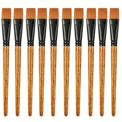 5/10pcs Premium Flat Paint Brush Set - Versatile Synthetic Nylon Brushes for Watercolor, Acrylic, Oil Painting & Body Art