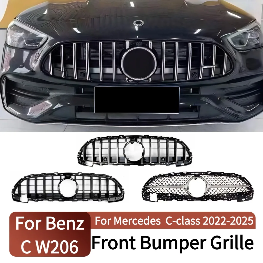 

Glossy Black Front Grille for Mercedes C-Class W206 2022-2025, Mesh Air Inlet Grid Cover, Exterior Car Styling Upgrade
