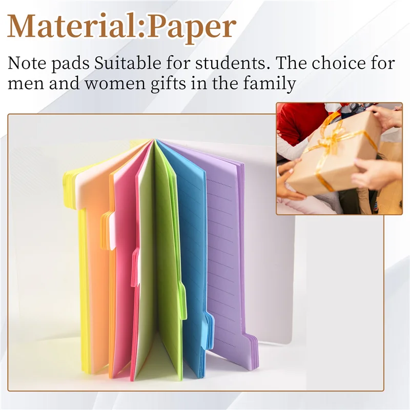 Divisor de notas pegajosas, abas de notas pegajosas, bloco de notas de cores brilhantes forrado com abas autoadesivas, 4x6 polegadas