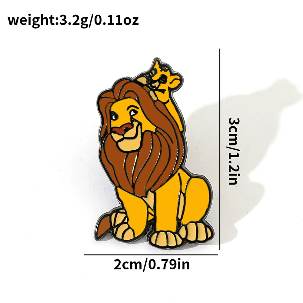 Neue Der König der Löwen Metall Brosche Cartoon Film Simba Nette Hüte Rucksack Abzeichen für Kinder Schmuck Zubehör Emaille Pins Geschenke