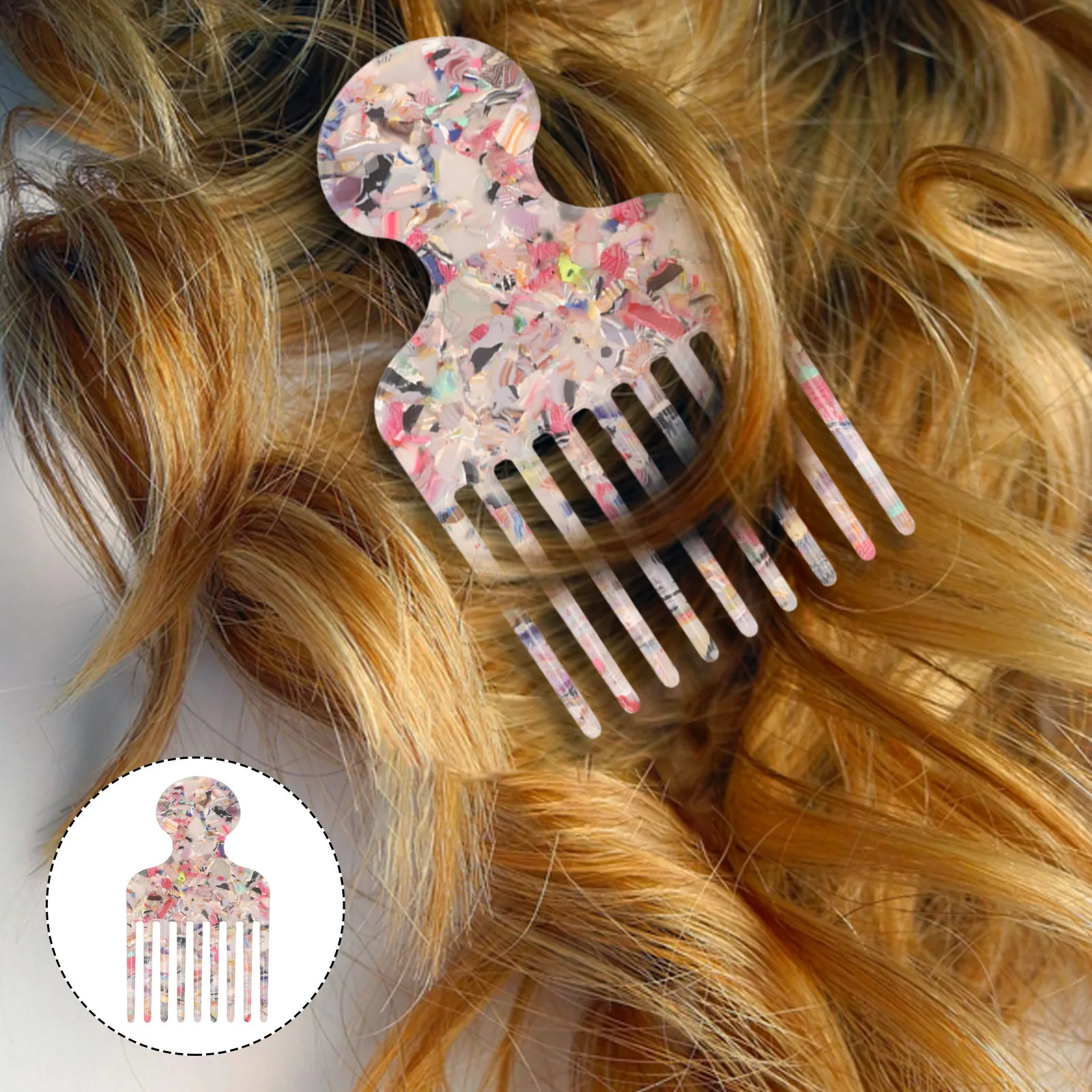 

Anti Static Comb: 4.72" Wide Tooth Detangling Hair Pick For Curly Wet Hair Cellulose Acetate Travel Styling Tool Portable Smooth