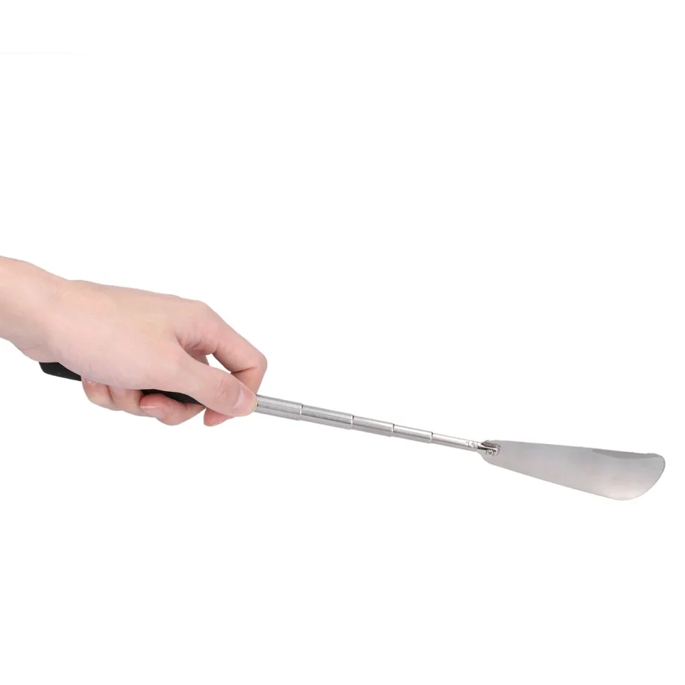 Labor‑saving Stainless Steel Shoe Horn Black 27.1x3.3cm Shoe Lifter Telescopic Shoe Horn Daily Shoe Wearing Assistance