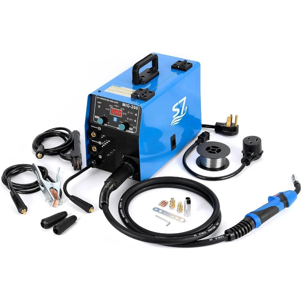 

MIG Welder 200Amp 110V/220V Gas MIG/Gasless Flux Core MIG/Stick/Lift TIG/Spot Welding/Spool Gun Multi Process Welding Machine