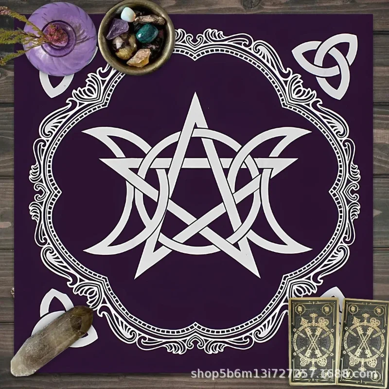 VIKAMA Rune & Tree of Life Tarot Altar Cloth Sacred Geometry Tablecloth Witchcraft Divination Spiritual Home Decor