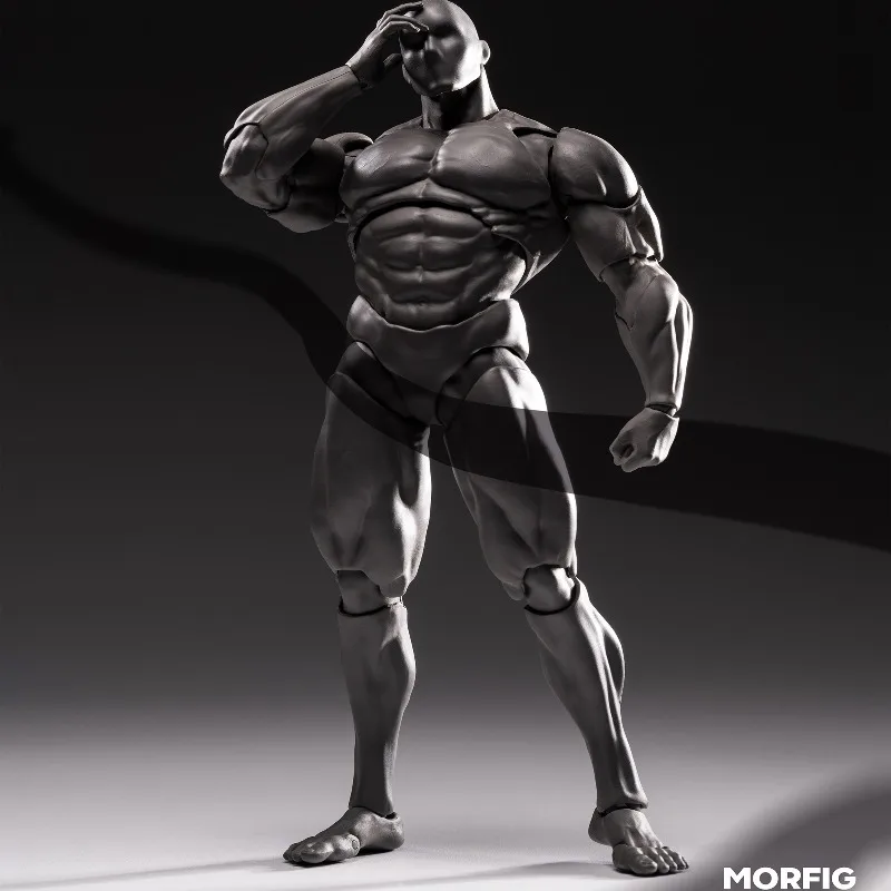 先行販売 QS MORFIG 1/12 スケール男性強力な筋肉ボディ超柔軟なジョイントボディ 17.3 センチメートル白/黄色/黒兵士アクションフィギュア