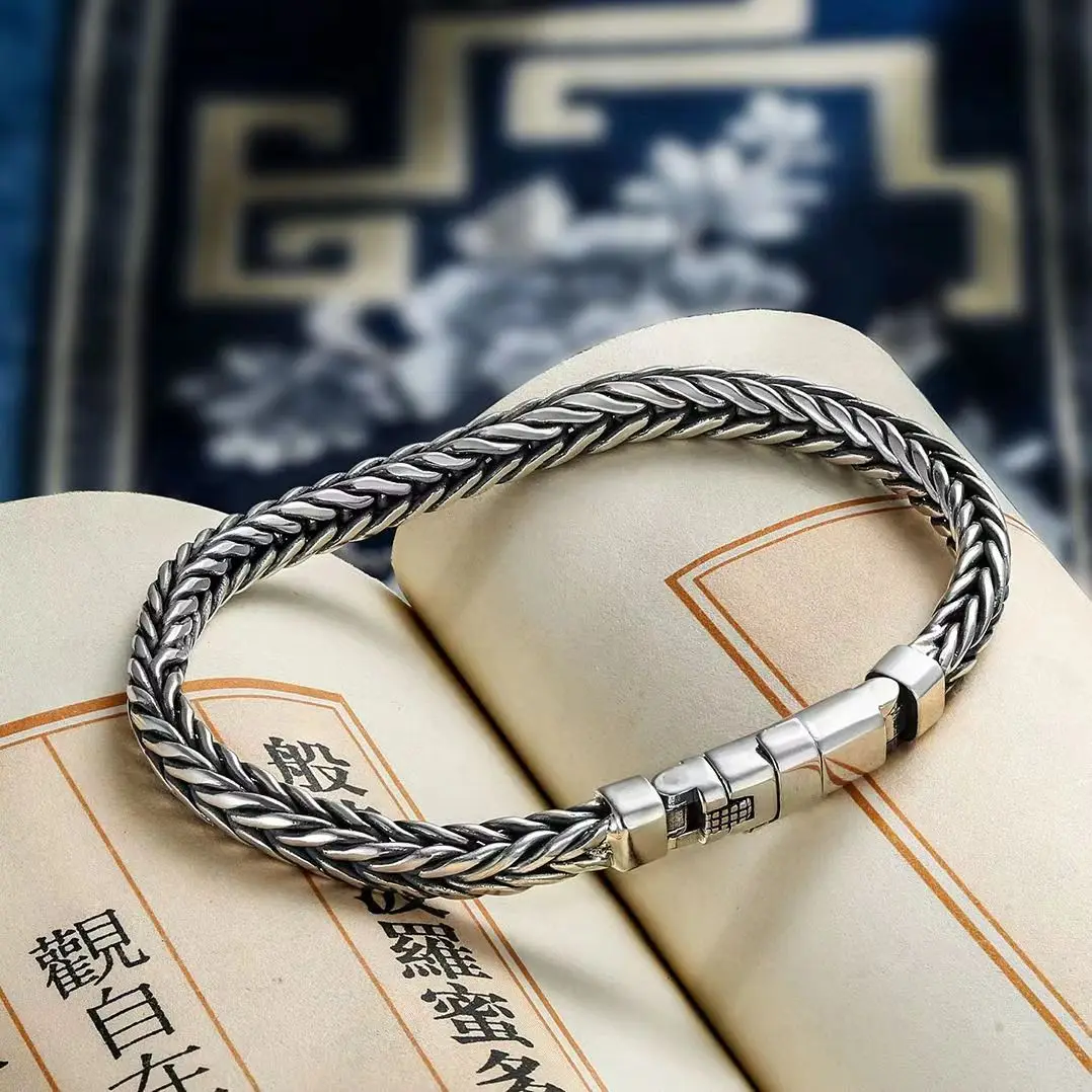 S925 Sterling Silve Twisted Armbänder Für Männer Hip Hop Handgemachte Exquisite Einzigartige Mode Schmuck Geschenk Fabrik Preis – Detail 27