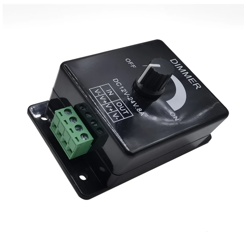8A LED Dimmer DC12V 24V Black Adjustable Brightness Controller Switch Lamp Bulb Strip Driver Single Color Light Power Supply