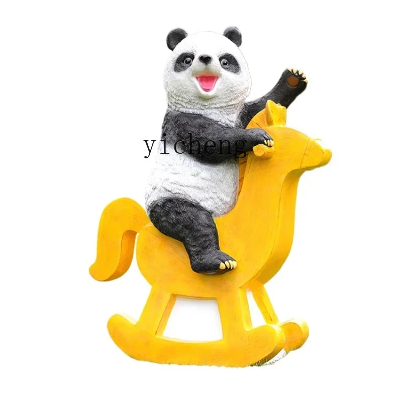 LYY Panda Sculpture FRP Outdoor Kindergarten Forest Landscape Shopping Mall Decorations Animal Ornaments