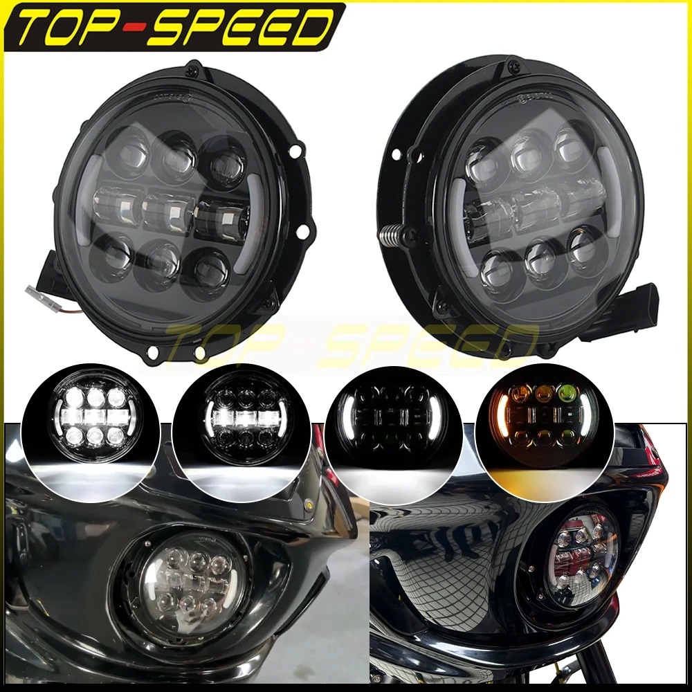 

Motorcycle LED Headlight High/Low Beam Lamp Turn Signal Light w/Headlamp Bracket For Harley Softail M8 Low Rider ST 117 2022-25