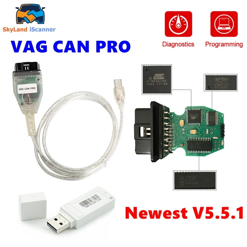 Original VAG CAN PRO 5.5.1 CAN BUS UDS K-line OBD2 Diagnostic Tool Software V5.5.1 VAG OBD VCP Scanner Support Multi-Cars