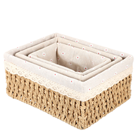 3 Pcs Rattan Storage Basket Sundries Case Organizer Woven Tabletop Holder Wire Baskets Wicker Desktop