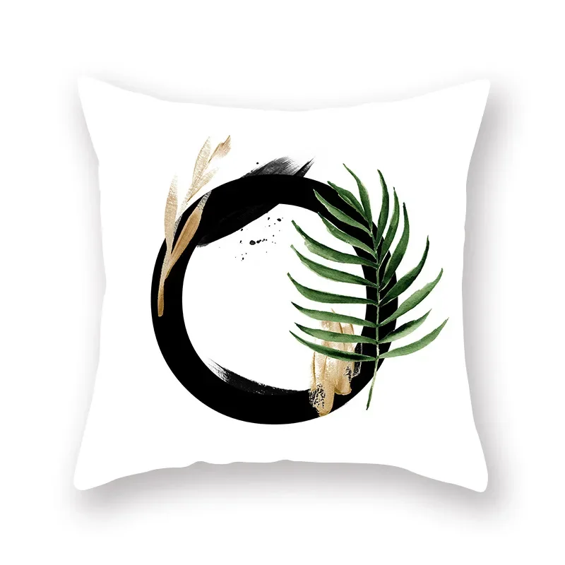 Decorative Throw Pillows Case English Alphabet Plant Creative Polyester Cushion Covers for Sofa Home Living Room Decoration
