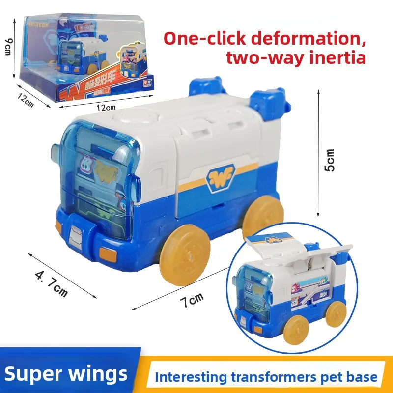 スーパーフライングマン、楽しい変身カー、4個パック、ミニ変身ロボット、ペットベース、男の子と女の子、子供のおもちゃ