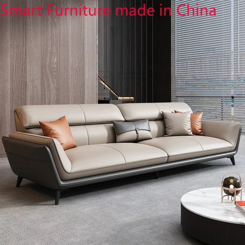 customizeNordic contrast leather office sofa coffee table combination suit business reception office reception for three people.