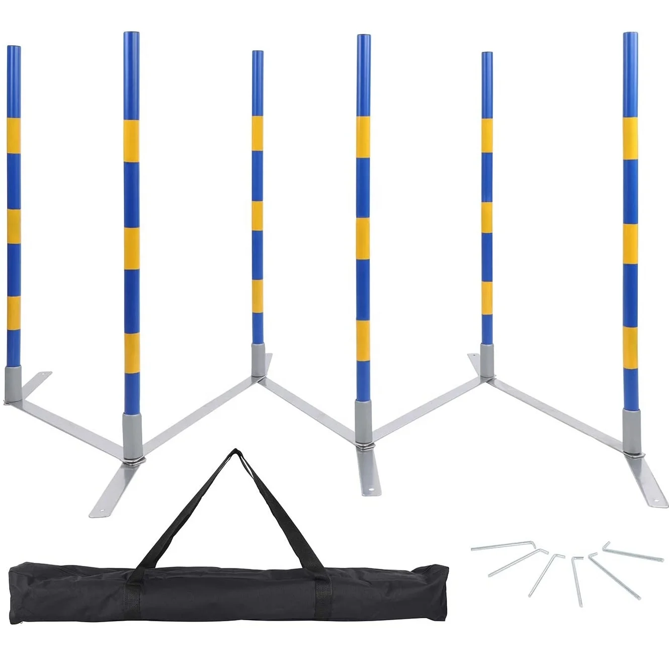 Customized FCI European Standard Dog Agility Training Equipment Competition Grade PVC Dog Obstacle Course with Around Pole