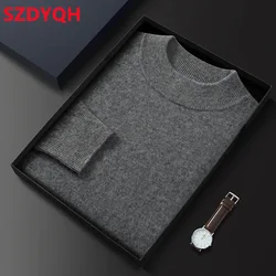 High Quality 2023 New Winter Men 100% Cashmere Sweaters Fashion Clothing Men's Soft Solid Color O-Neck Knitted Men Pullover