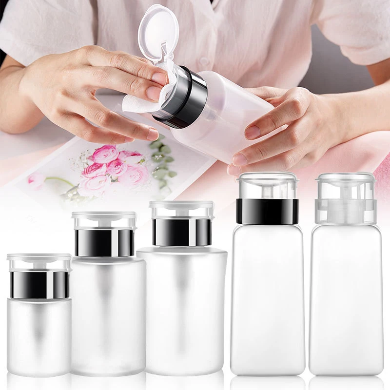 1Pc 250ml/180ml/150ml/60ml Nail Care Press Dispenser Bottle Nail Polish Cleaner Remover Bottle Spill-proof Liquid Dispenser