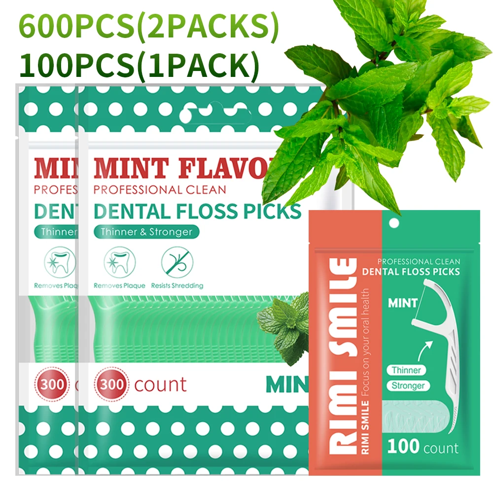 700pcs Peppermint Dental Floss Picks Portable Oral Cleaning Tools for Large Teeth Suitable Dental Floss Sticks for Oral Hygiene