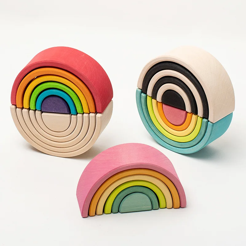 

Rainbow Building Blocks Early Education Puzzle Toys Wood Children's Room Decoration Puzzle Toys