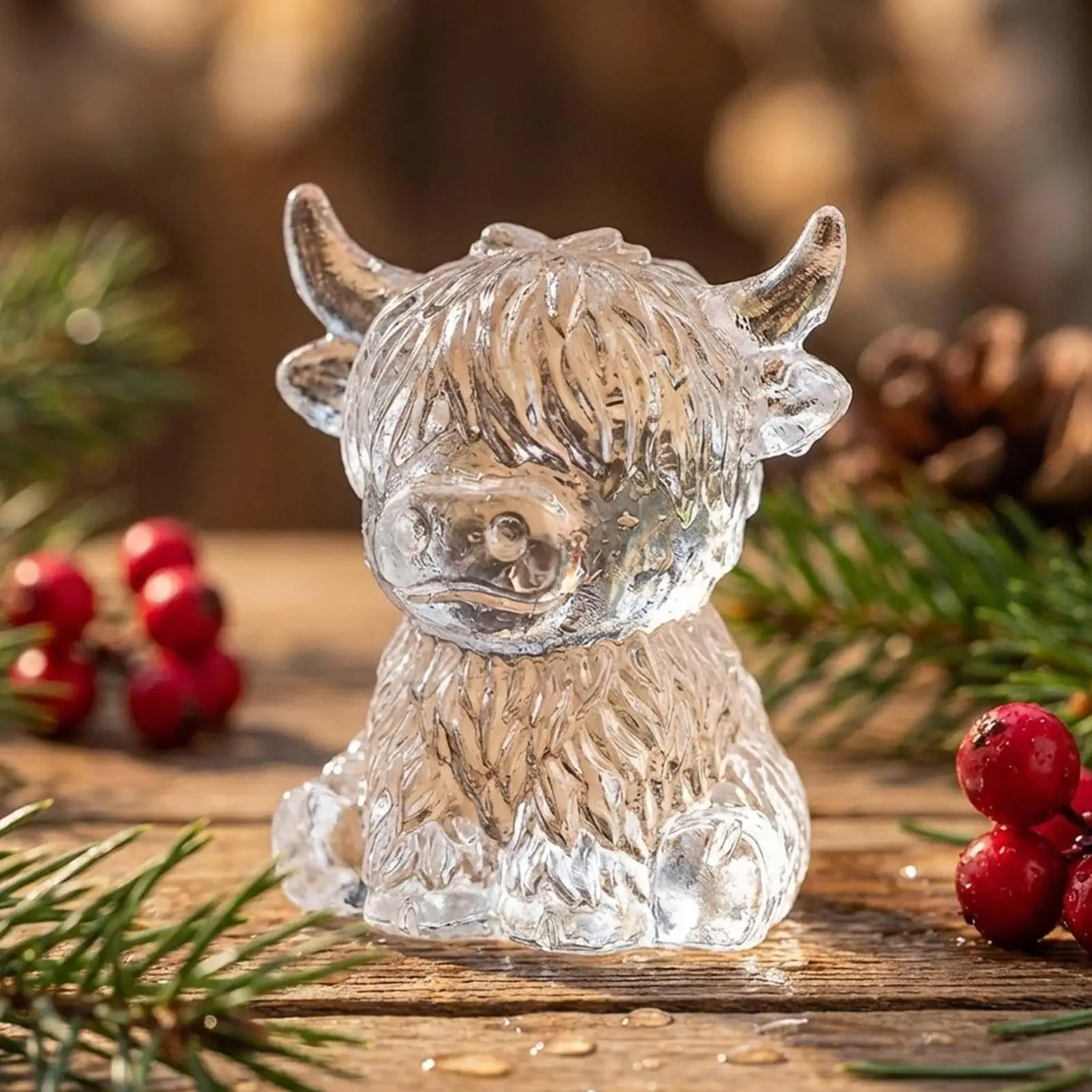 Mini Highland Cow Ice Mold 6 Cavities Ice Cubes Mold Cute 3D Reusable Ice Cubes Tray Mold For Cocktails Wine Juice Bourbon