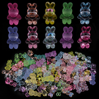 30pcs/lot Acrylic Cute Clear Frosted Color Rabbit Beads for Phone Chain Keychain Bracelet Pendant Ornament Gift Accessories