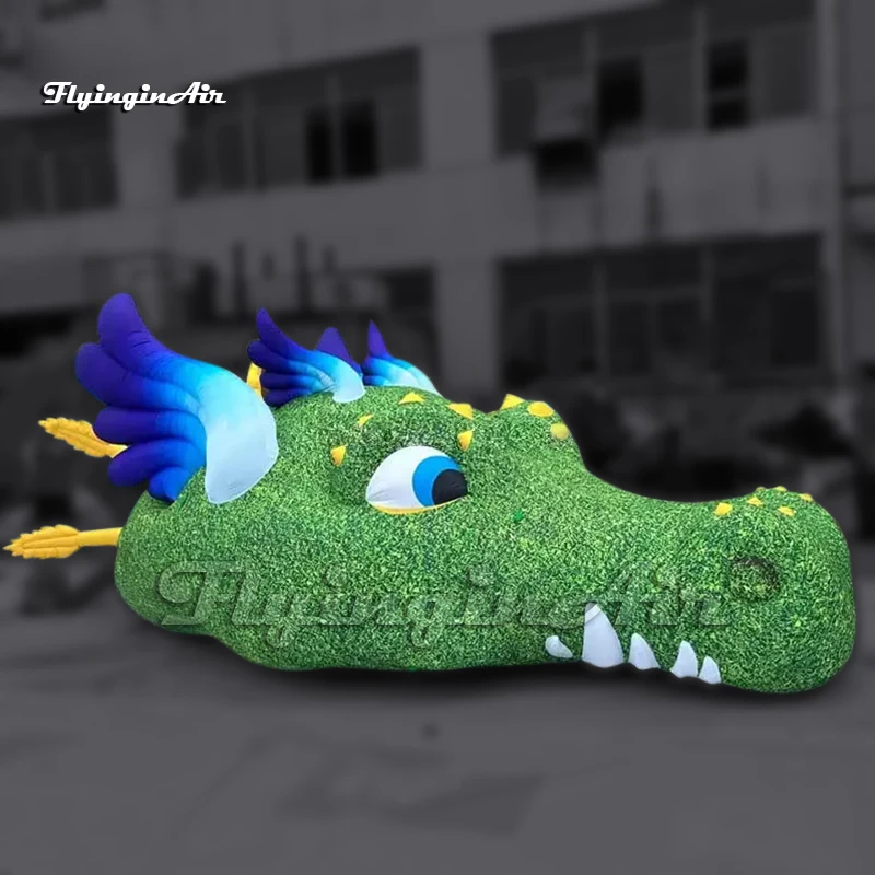 

Fantastic Lovely Large Green Inflatable Dragon Head Cartoon Animal Mascot Balloon For Building Roof Decoration