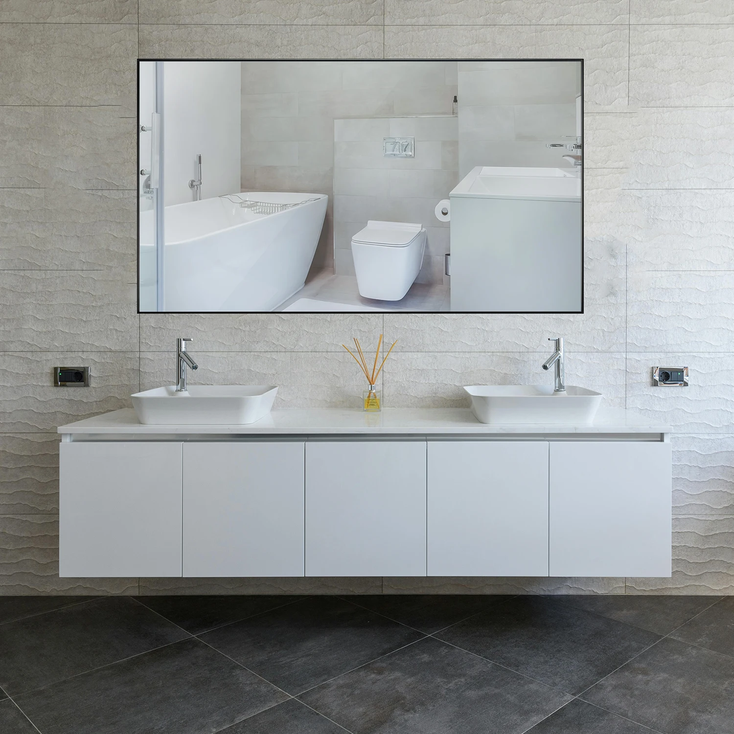 Souria 42 pulgadas 4K UHD pantalla espejo TV pantalla completamente táctil impermeable para baño SPA salón sistema DTV DVB-T, T2, C ATSC - Image 5