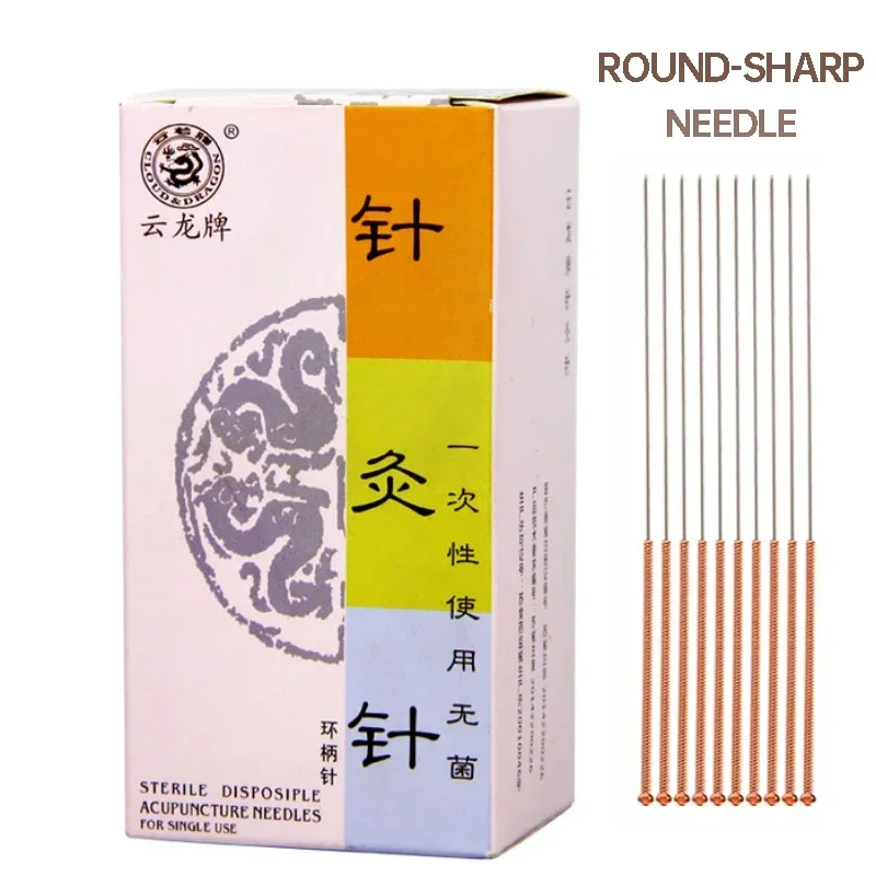

Large Size Acupuncture Needles 100 Sterile Medicine Round-Sharp Needle Anti-slip Copper Handle Disposable Awn Needle