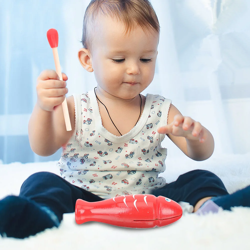 Kleine houten vis kinderbenodigdheden percussie speelgoed muziekspeelgoed peuter muziekinstrumenten grappig ritme speelgoed