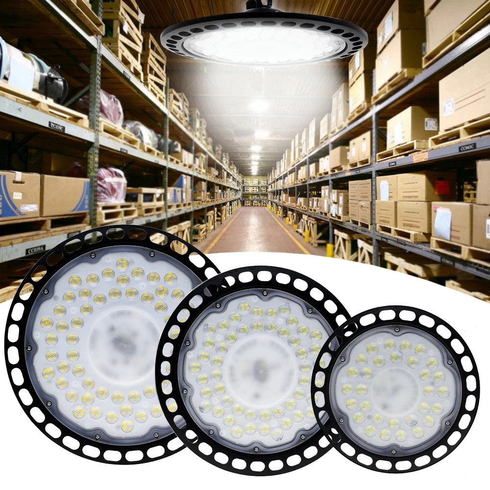 High Bay Light 100W 150W 200W UFO LED 220V 4000K 6000K Warehouse Garage Light Super Bright Industrial Lighting Waterproof IP65