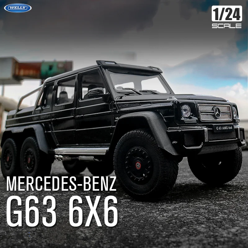 WELLY 1:24 Mercedes-Benz AMG G63 6x6 Tyre Alloy Car Model Diecast Off-Road Vehicle Car Model Simulation Collection Kids Toy Gift