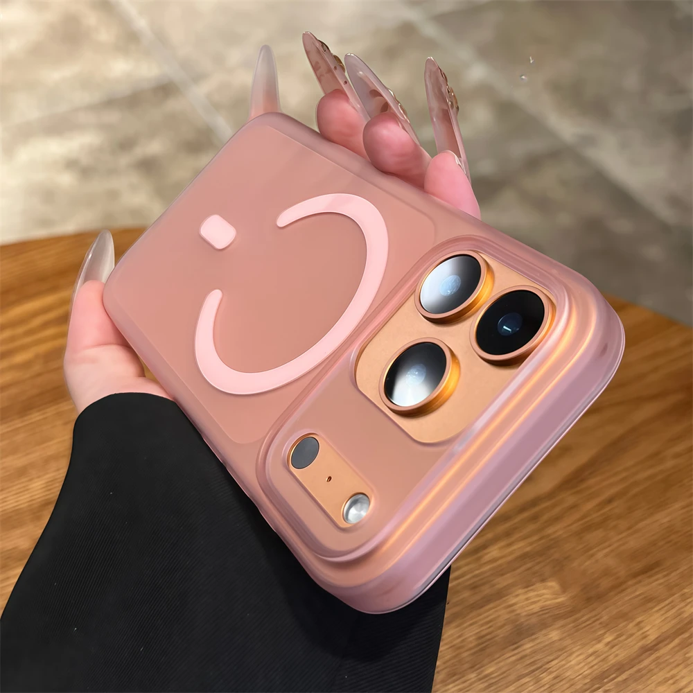 حافظة مغناطيسية غير لامعة بلون الحلوى لهاتف Magsafe لهاتف iPhone 17 Air 16 15 Plus 14 13 Pro Max غطاء شفاف رفيع للصدمات