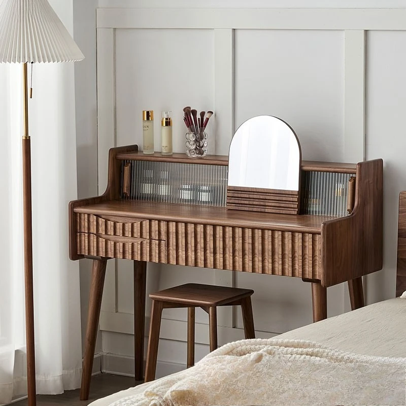 Dresser all solid wood new Chinese walnut makeup table modern and simple