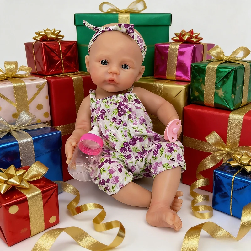 

12 inch 30cm Soft Touch Full Solid Silicone Body Meadow Mouth Can Open Small Doll