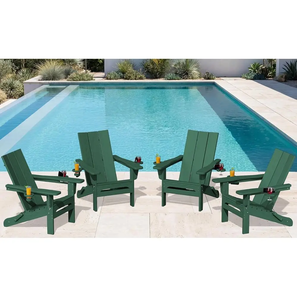 

4-Piece Weather-Resistant Outdoor Adirondack Chair Set with Dual Cup Holders