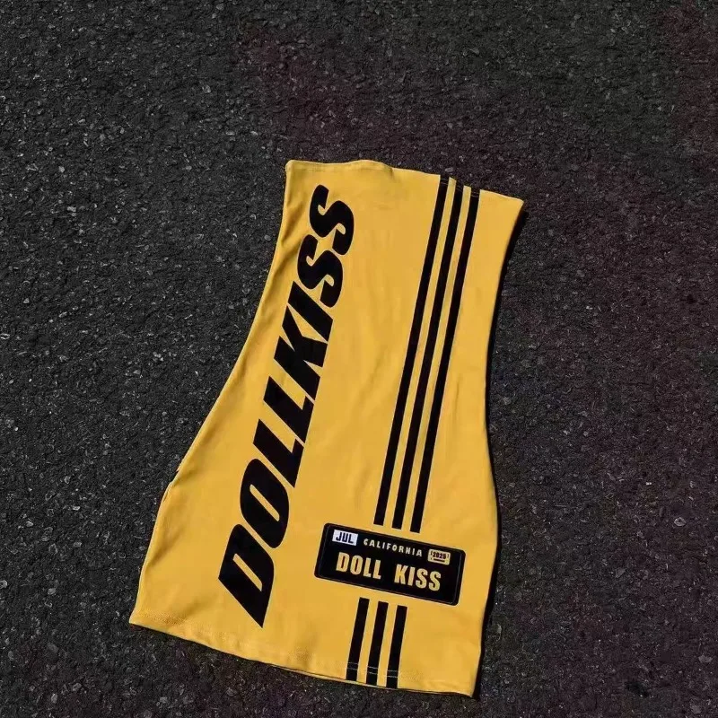 American street hottie vestido subcultura carta impressão vestidos sem alças punk harajuku sexy hip wrap vestido feminino moda minissaia