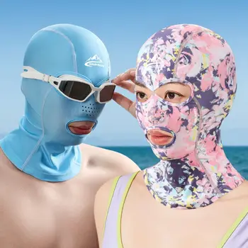 Máscara facial de buceo UV, mascarilla facial completa, cubierta para la cabeza y el cuello, gorro de baño elástico para esquiar y bucear, ropa deportiva