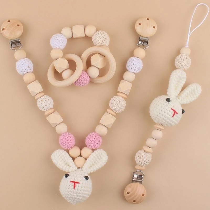

J15U Lovely Design Baby Pacifier Chain Car Hanging & Pacifier Set Silicone Pacifier Chain set for Comfort & Fun