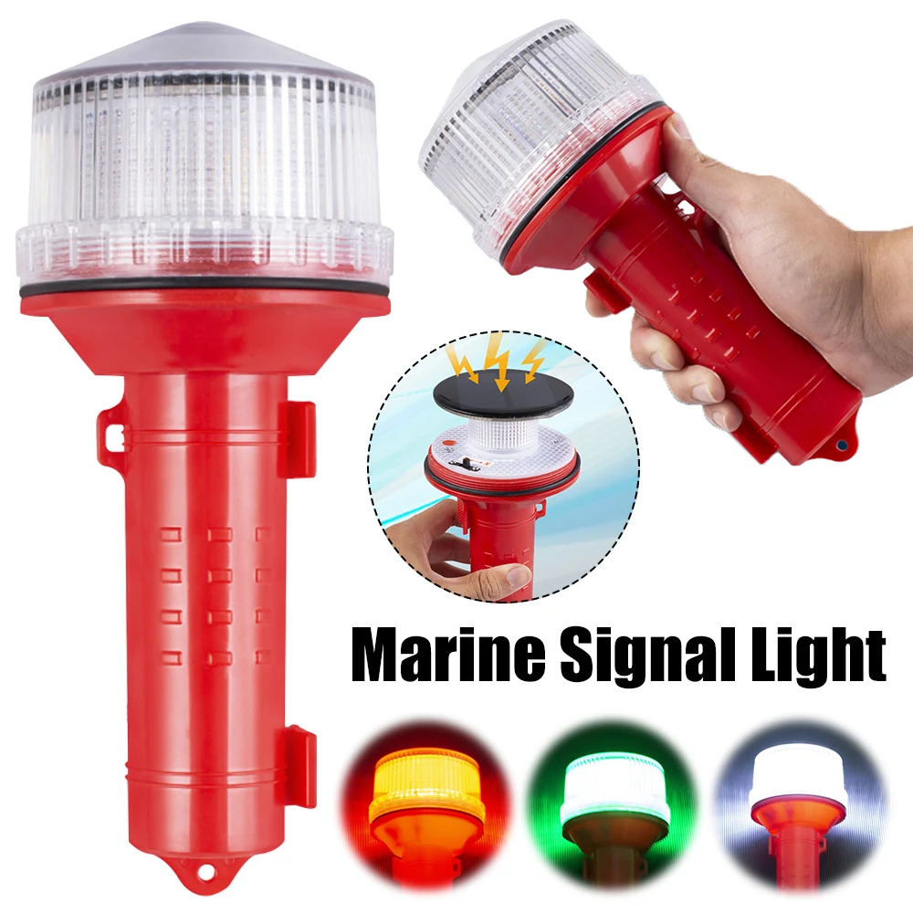 2200mAh Solar Charging 8LED Portable Flashlight Waterproof 2KM Visual Distance Navigation Signal Light Marine Safe Sailing Lamp