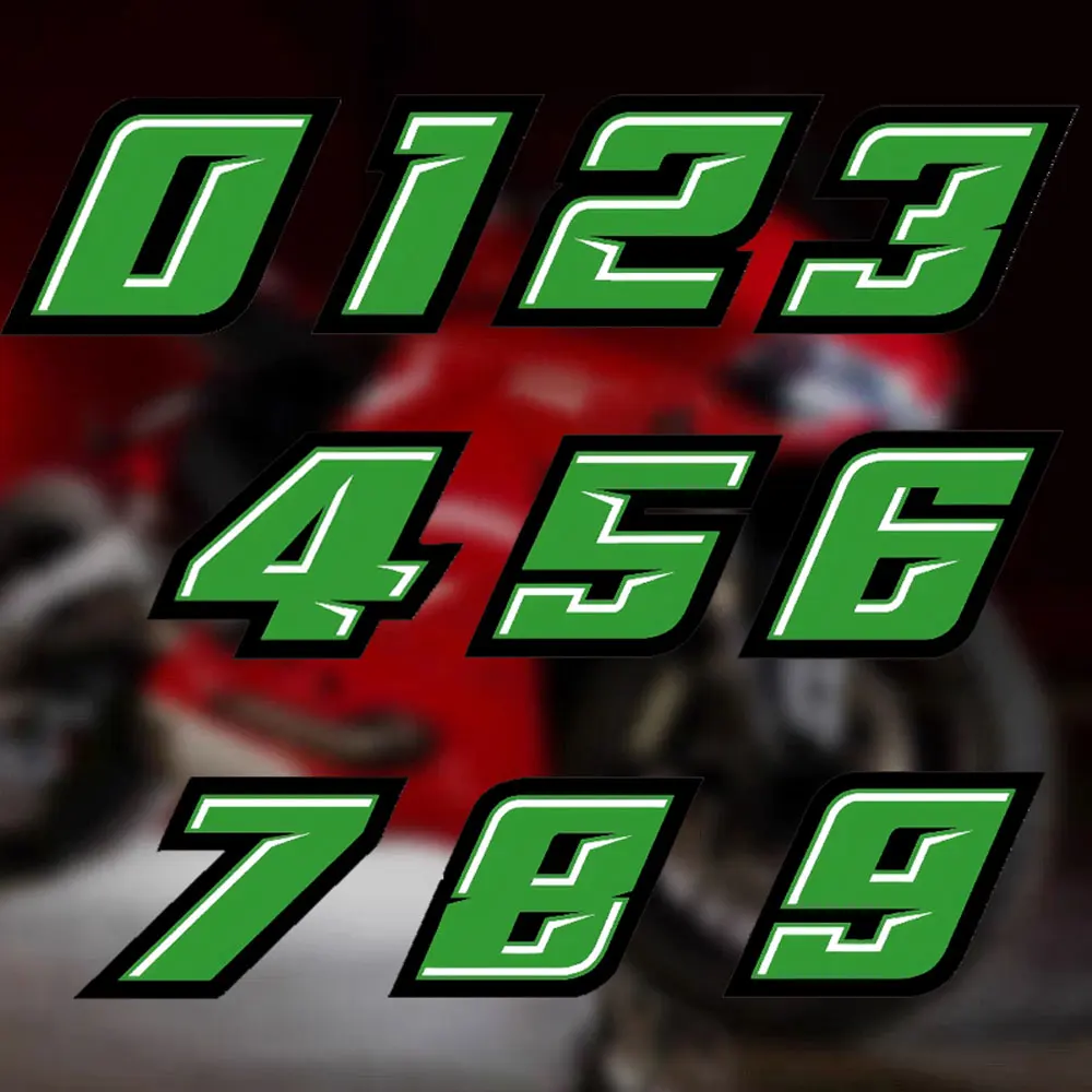 

1PC 0123456789 Green Number Motorcycle Stickers Motorbike Fuel Tank Side Panels DIY Scooter Fairing Racing Helmet Vinyl Decals