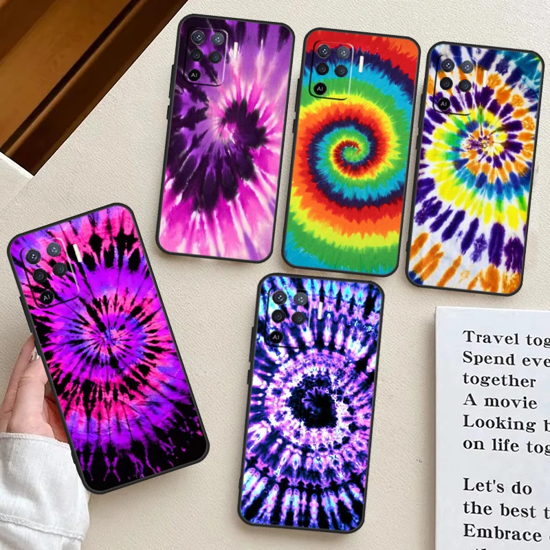 Rainbow Spiral Tie Dye For OPPO A54 A74 A94 A78 A98 A58 A96 A76 A16 A5 A9 A53 A15 A52 A72 A17 A57 A77 A57S Case