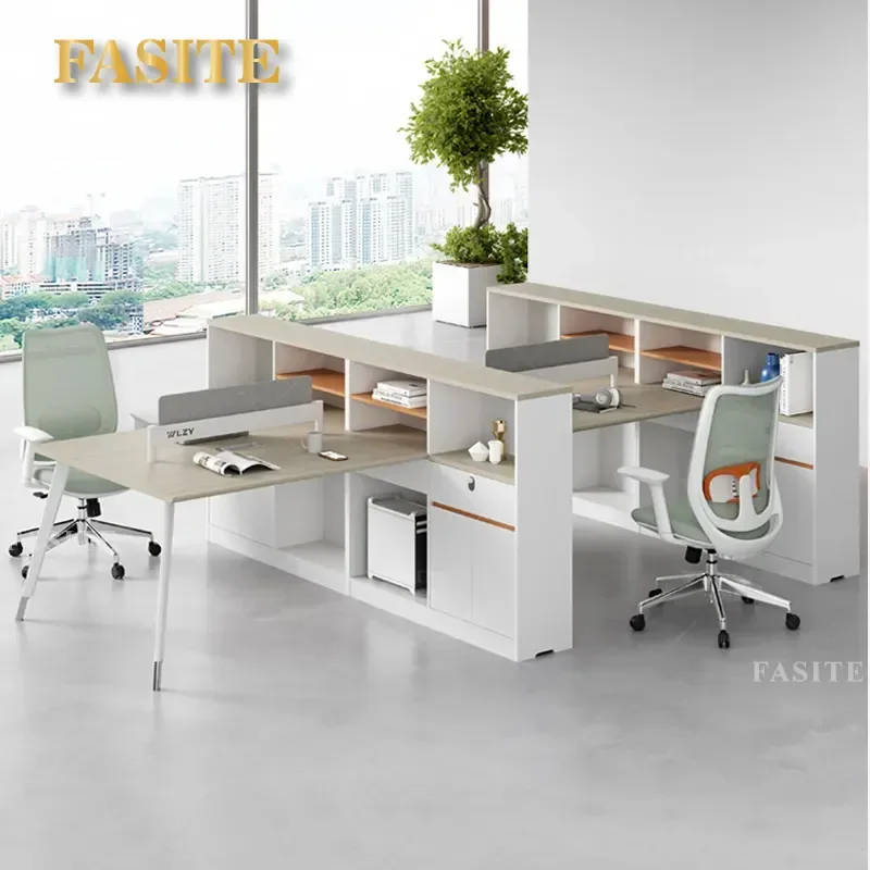 For Office Furniture Grade Desk and Chair Screen Workstation Staff Combination Card Seat with Cabinet Modern Workspace