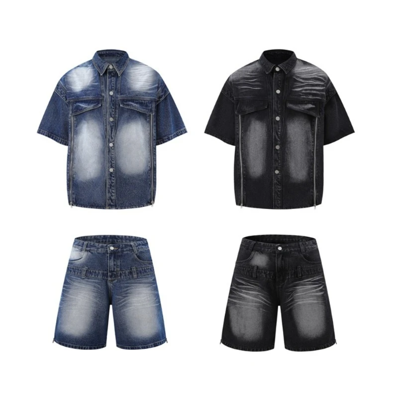 

Disney American Vintage Washed Gradient Deconstructed T-Shirt & Jeans Set: Men's Niche Design Versatile Cool Outfit