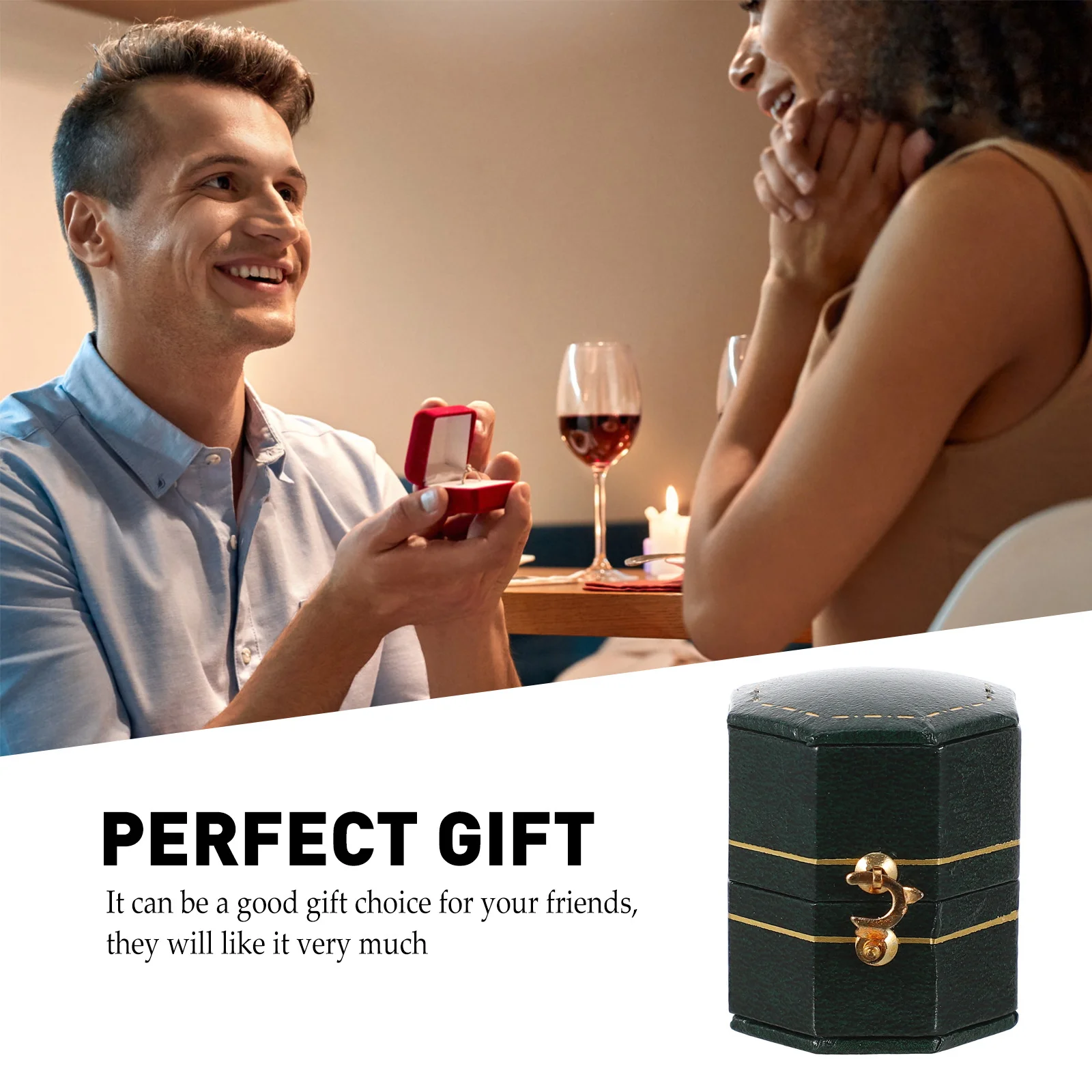 Octagonal Vintage Ring Gift Box Creative Leatherette Paper Jewelry Storage Container Wedding Anniversary Packing Box