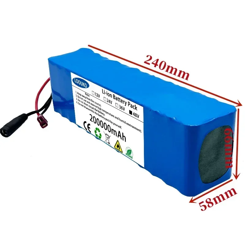 48V 200000mAh 20000W 13S3P XT60 48V Lithium Ion Battery Pack 200Ah for 54.6v E-bike Electric Bicycle Scooter with BMS charger