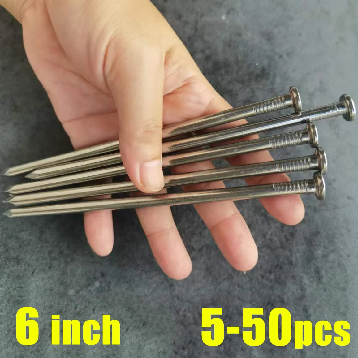 6 Inch Long Nails for Woodworking 304 Stainless Steel Wall Nails Heavy Duty Large Iron Nail Flat Round Head Nail for Carpentry