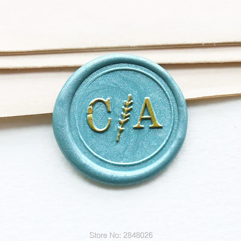Custom initials Wax Seal Stamp,Branch design  Seal Stamp Kit,wedding invitation seals,wedding gift,personalized wood wax stamp